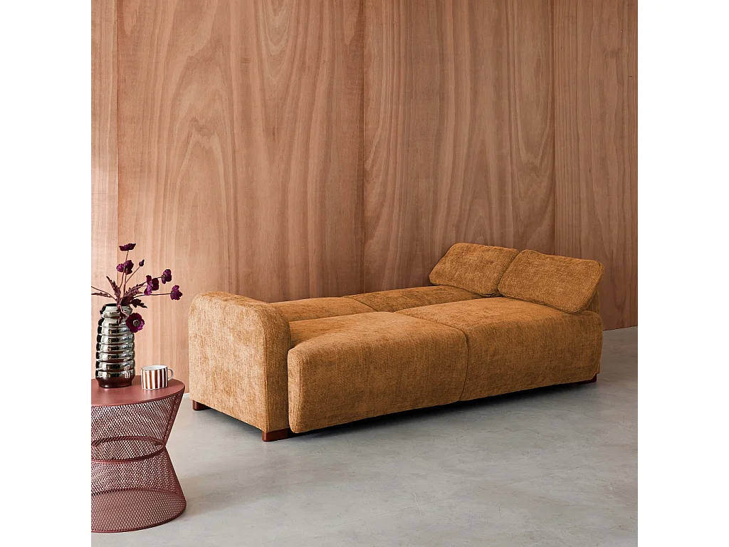 Divano letto in tessuto, 3 posti, ruggine