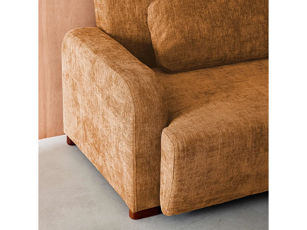 Divano letto in tessuto, 3 posti, ruggine