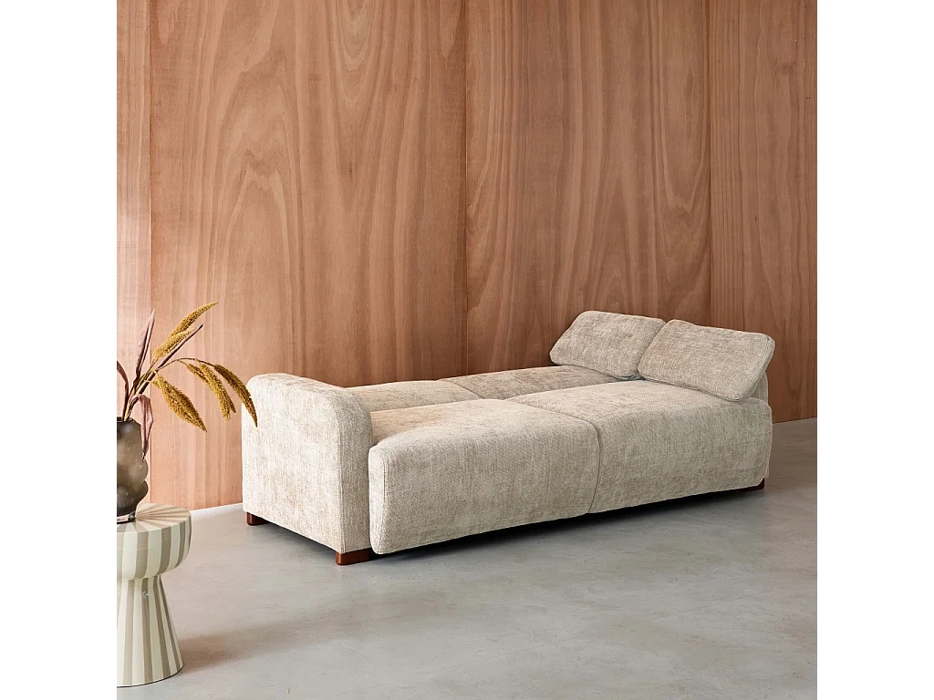Sofá cama en tejido tela lisa de 3 plazas beige