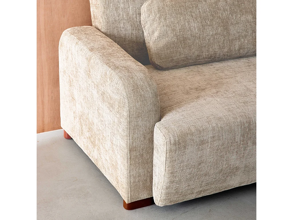 Sofá cama en tejido tela lisa de 3 plazas beige