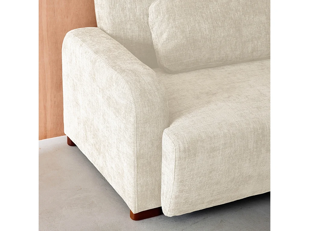 Canapé convertible 3 places tissu blanc cassé L 211 x P 92 x 85cm  - Dany