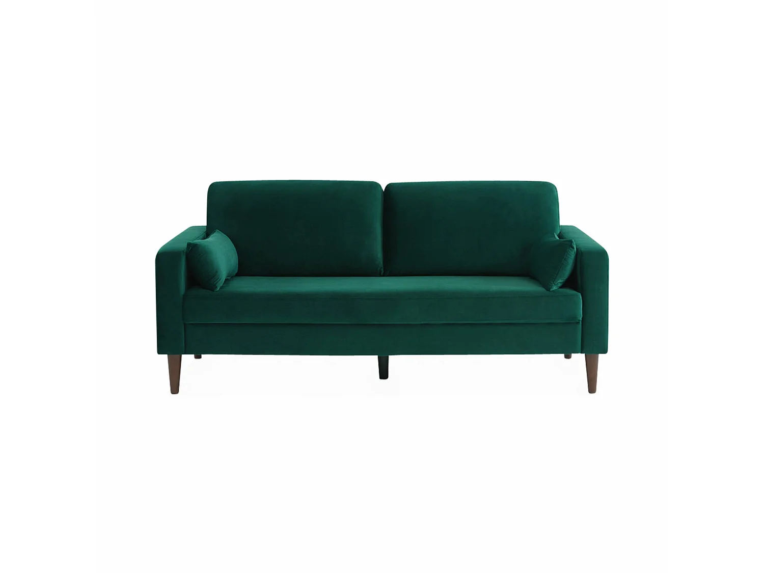 Sofá de terciopelo con patas de madera de hevea, 3 plazas verde ingles