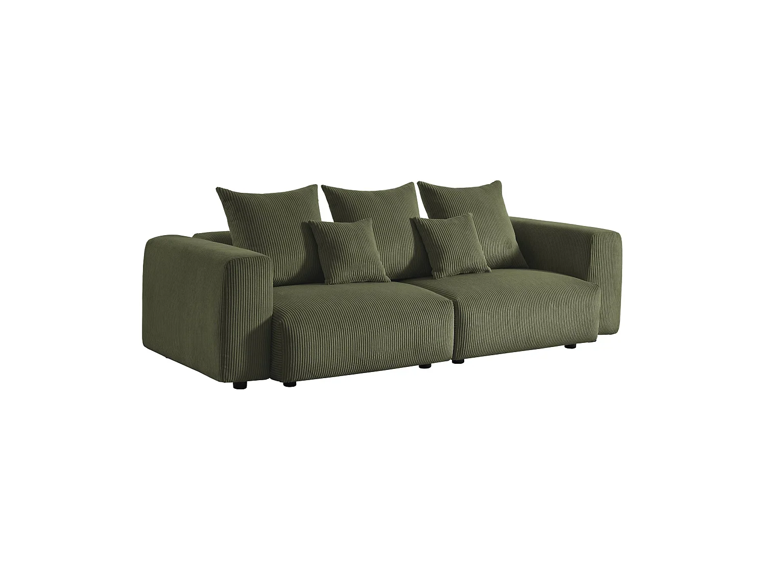 Sofá desenfundable de 3 plazas de terciopelo de pana gruesa verde kaki