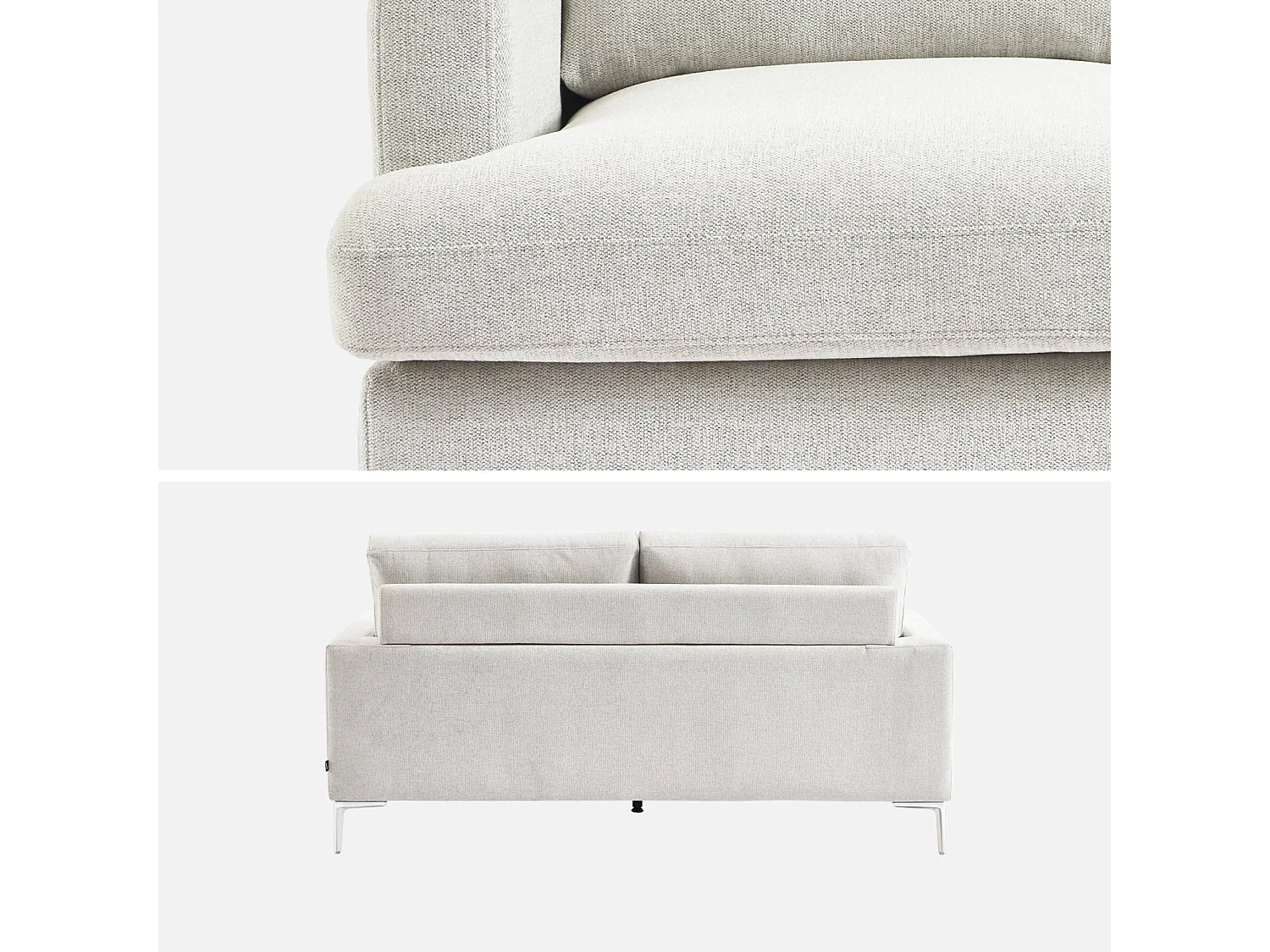 Canapé 3 places en tissu blanc cassé L 173 x P 90 x H 89cm - Hans