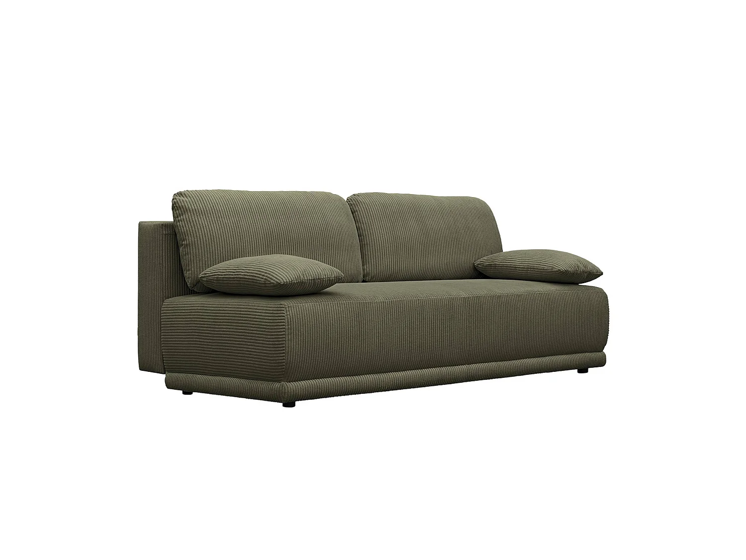 Banquette convertible 3 places velours côtelé kaki avec coffre de rangement - L 192 x P 100 x H 81cm -Nelson