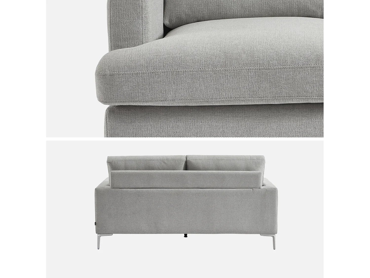 Canapé 3 places en tissu gris clair L 173 x P 90 x H 89cm - Hans