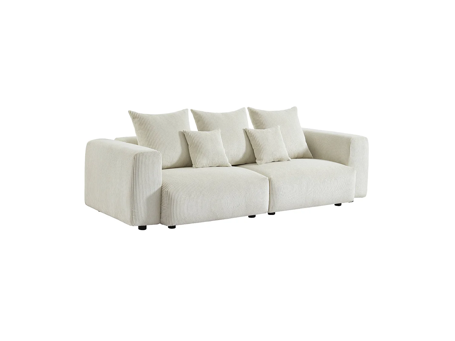 Sofá desenfundable de 3 plazas de terciopelo de pana gruesa crema