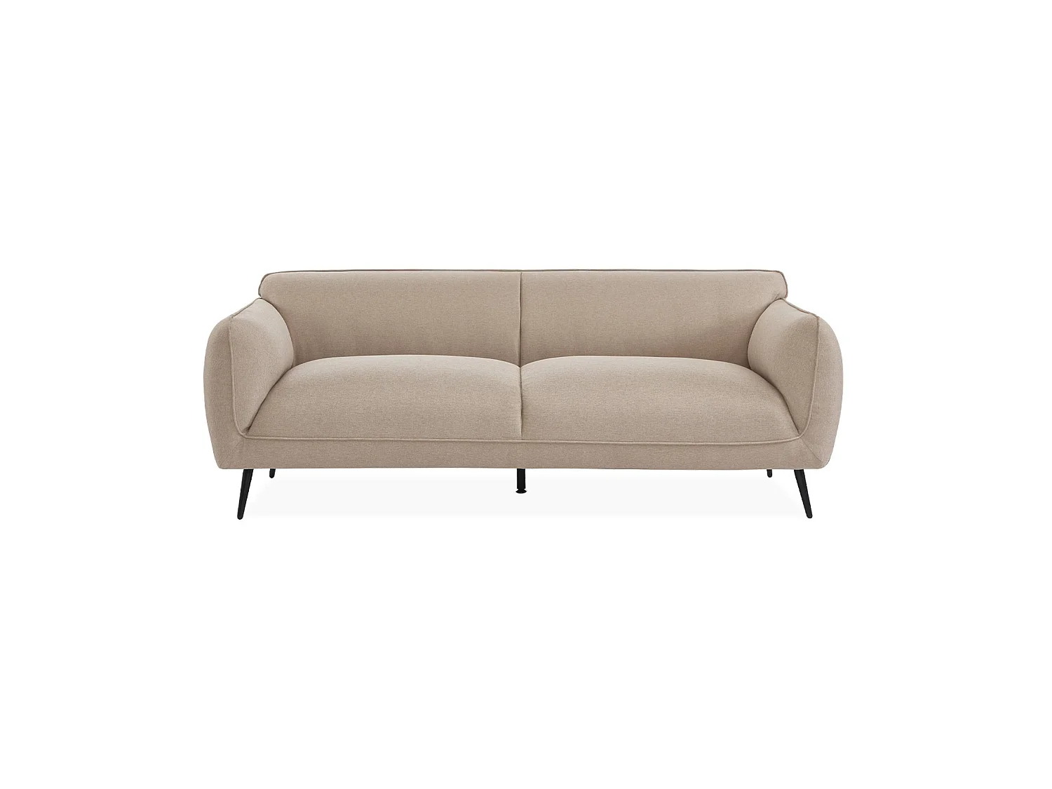 Sofá en tela con patas de metal,  3 plazas  beige