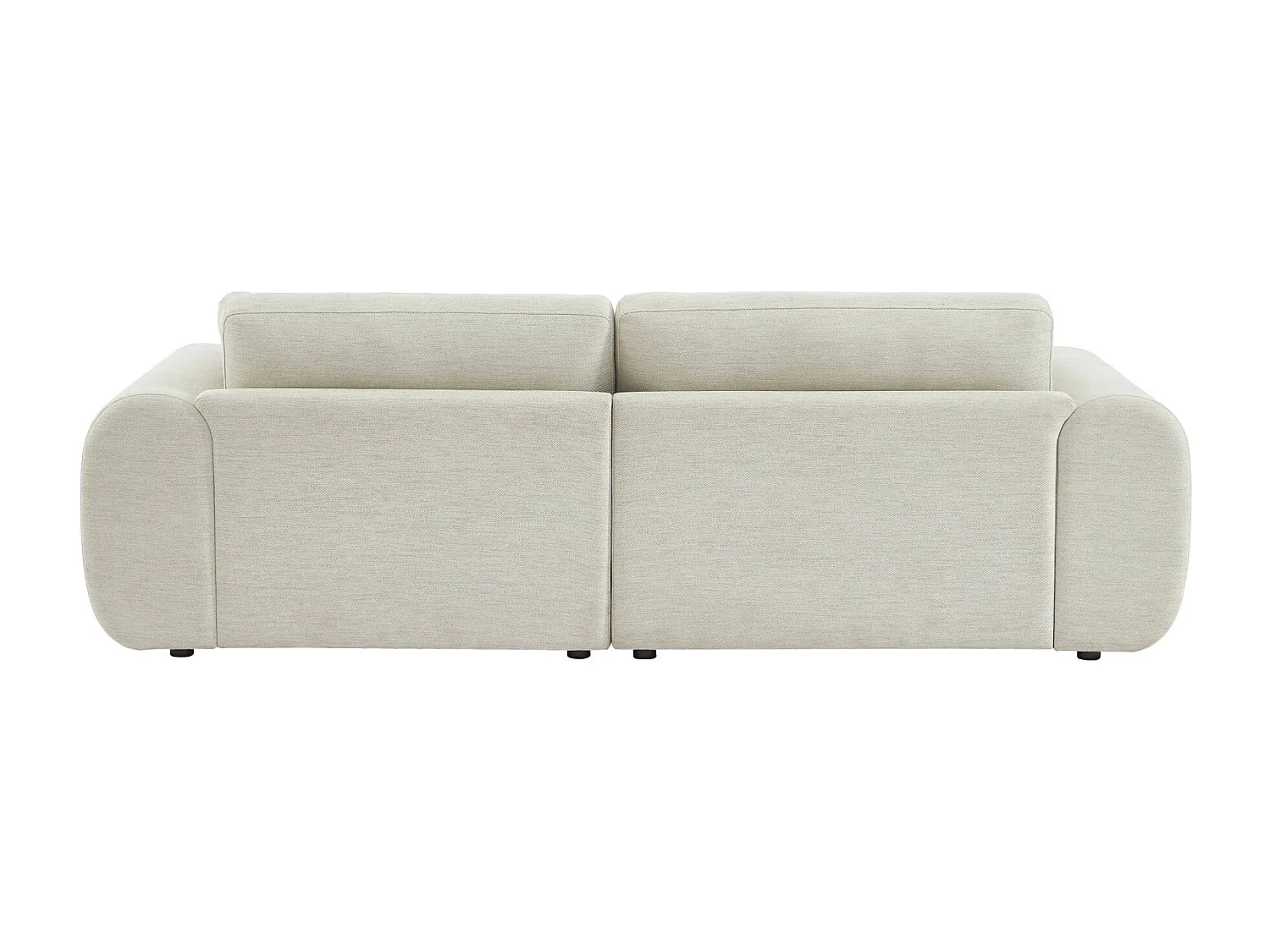 Sofá esquinero derecha de tela liso con patas redondas, 3 plazas crema