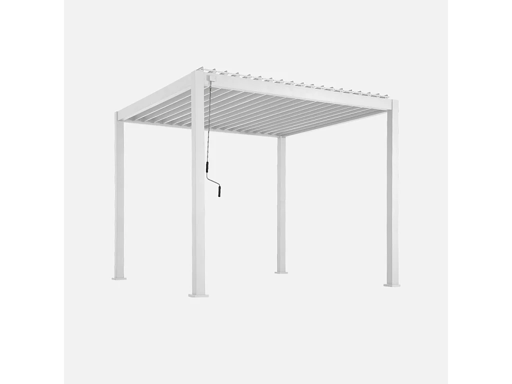 Pérgola bioclimática 3x3m de aluminio con lamas orientables blanco