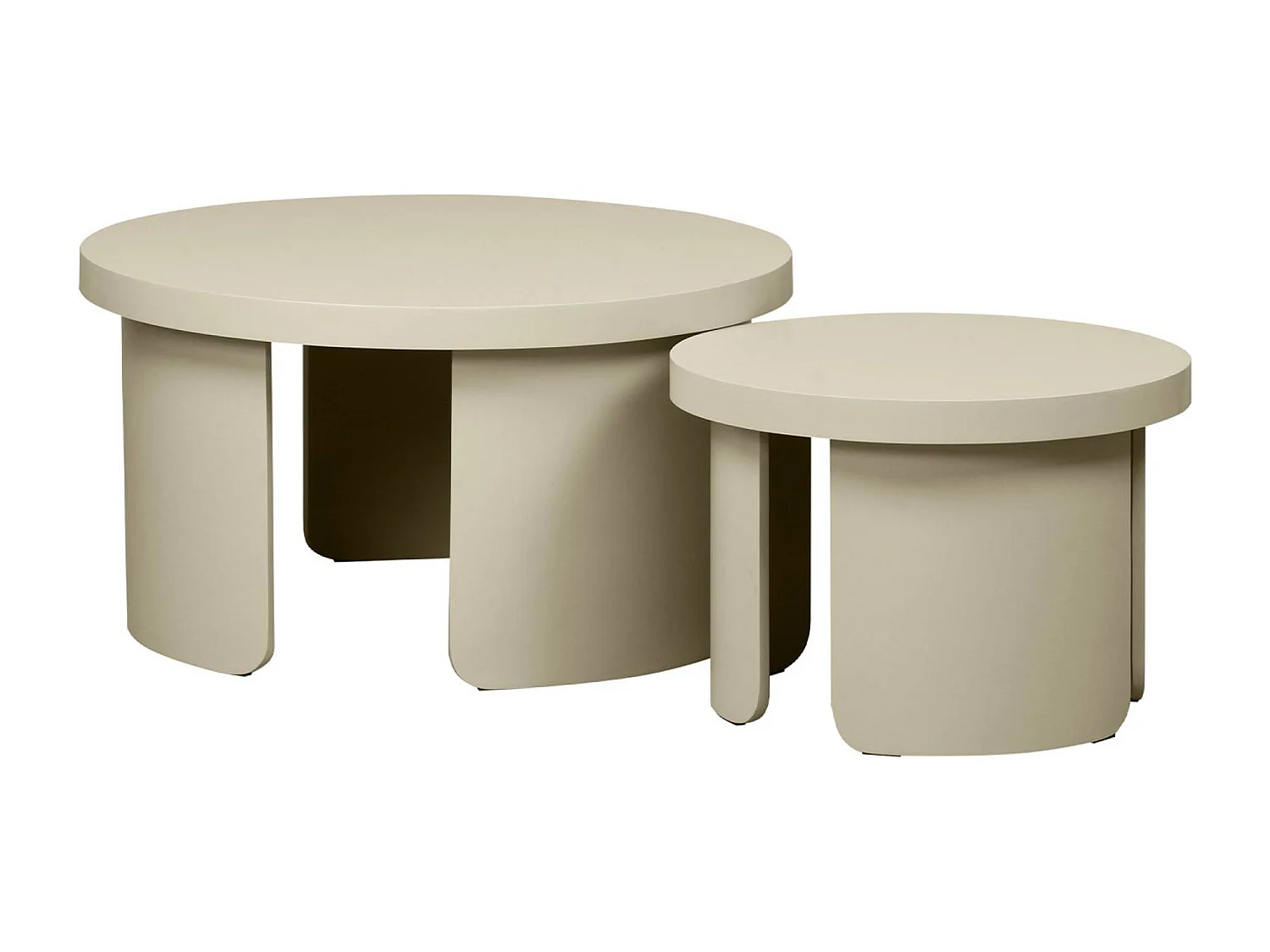 Set de 2 tables basses gigognes rondes beige - Luma