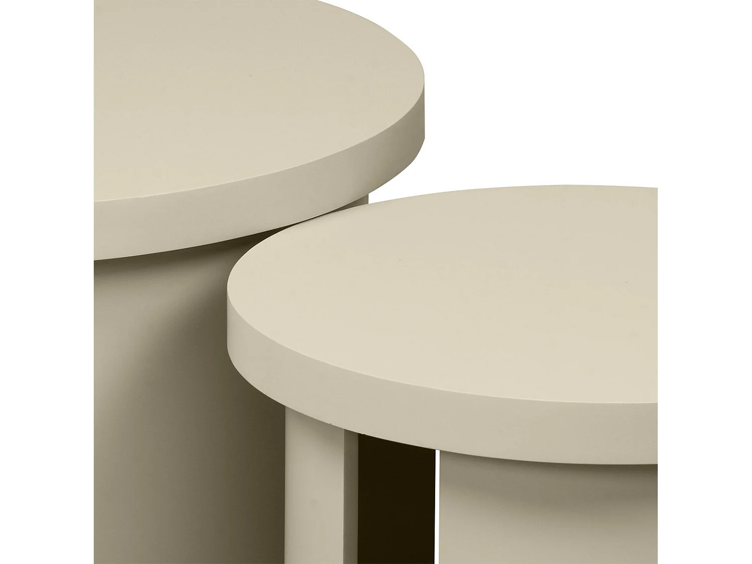 Set de 2 tables basses gigognes rondes beige - Luma