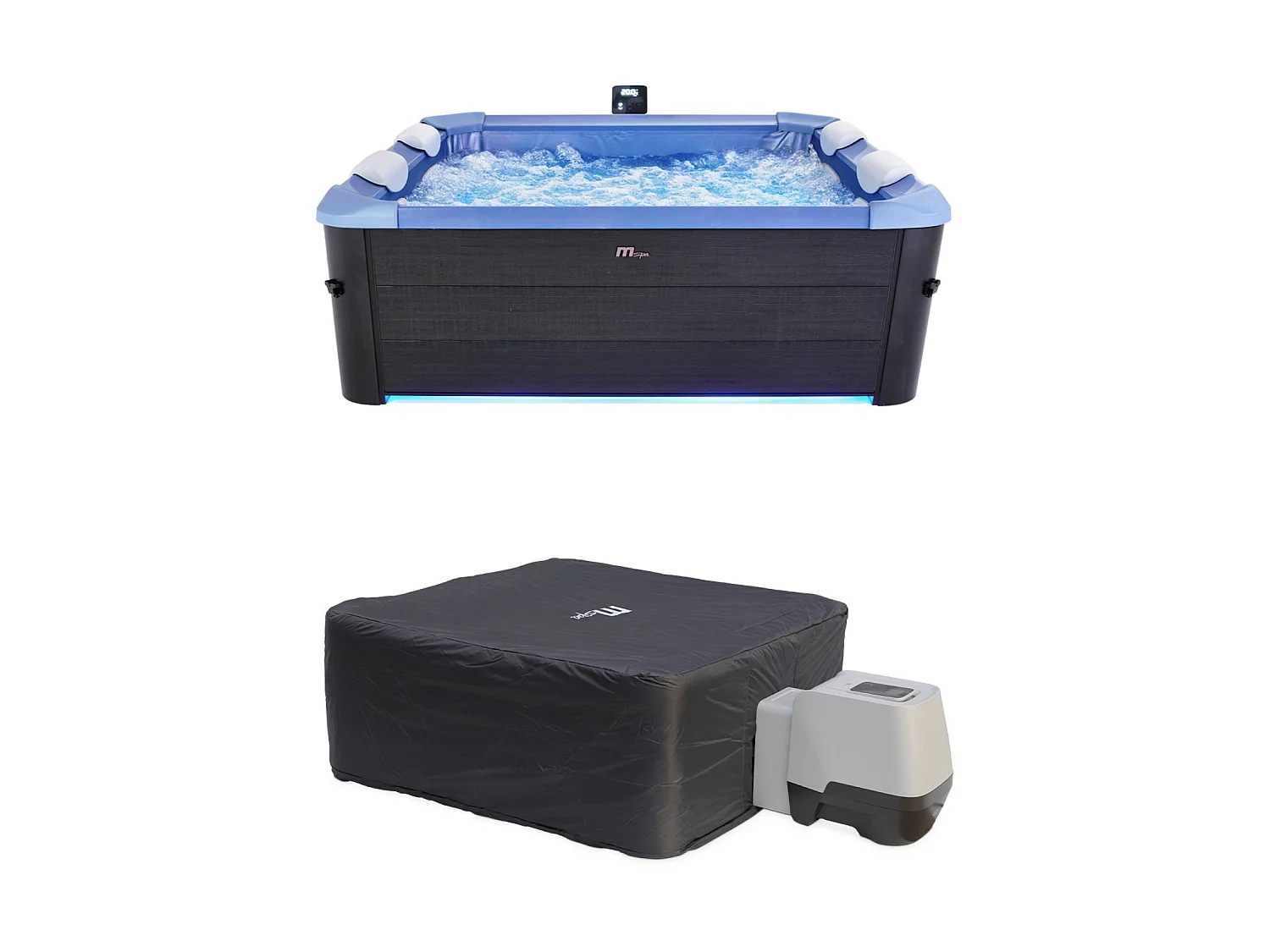 SPA rigide OSLO SAPPHIRE MSPA 6 personnes gris. 4 coussins. bâche incluse + housse thermique. hydromassages système