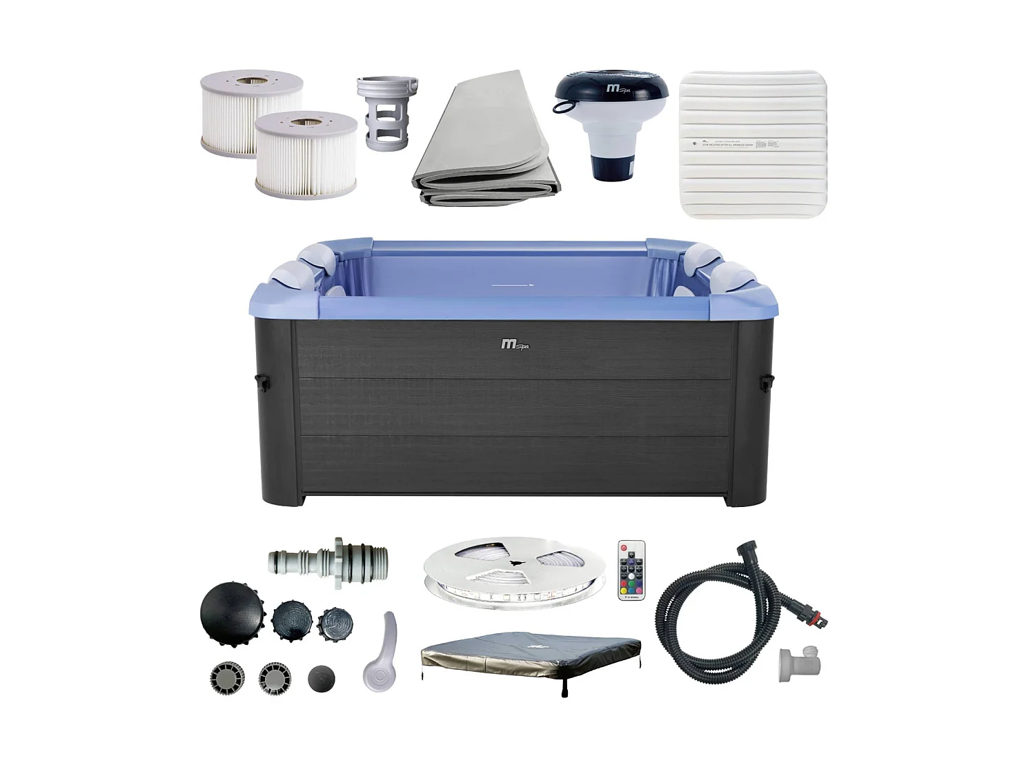 SPA rigide OSLO SAPPHIRE MSPA 6 personnes gris. 4 coussins. bâche incluse + housse thermique. hydromassages système