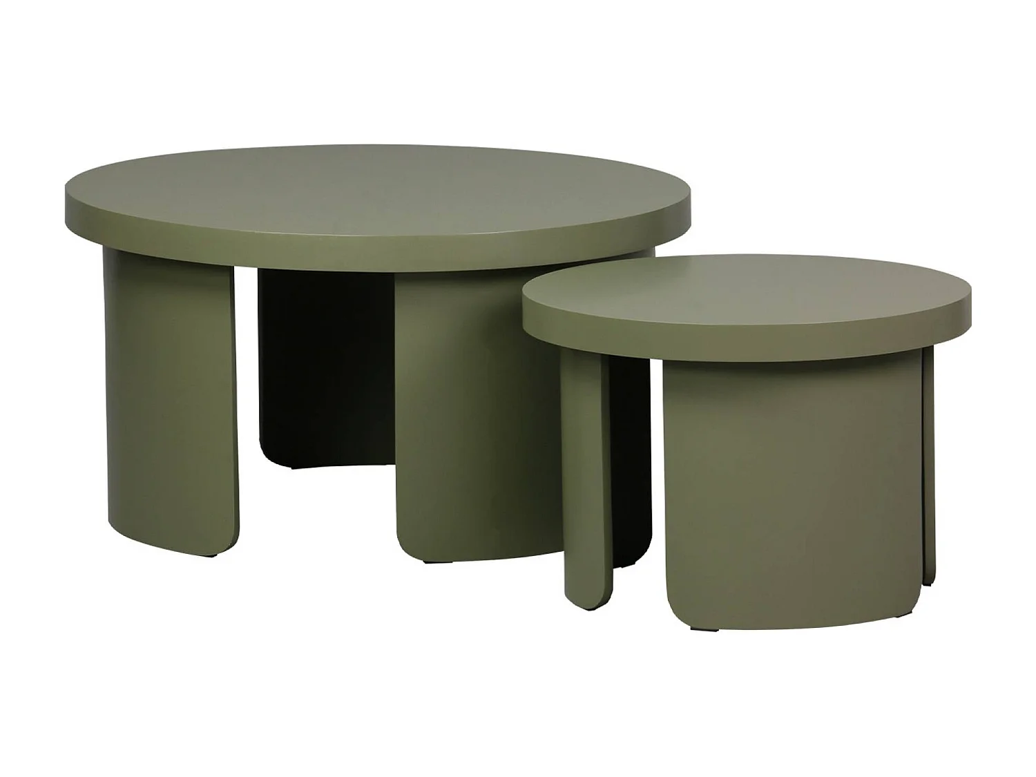 Set de 2 tables basses gigognes rondes kaki - Luma