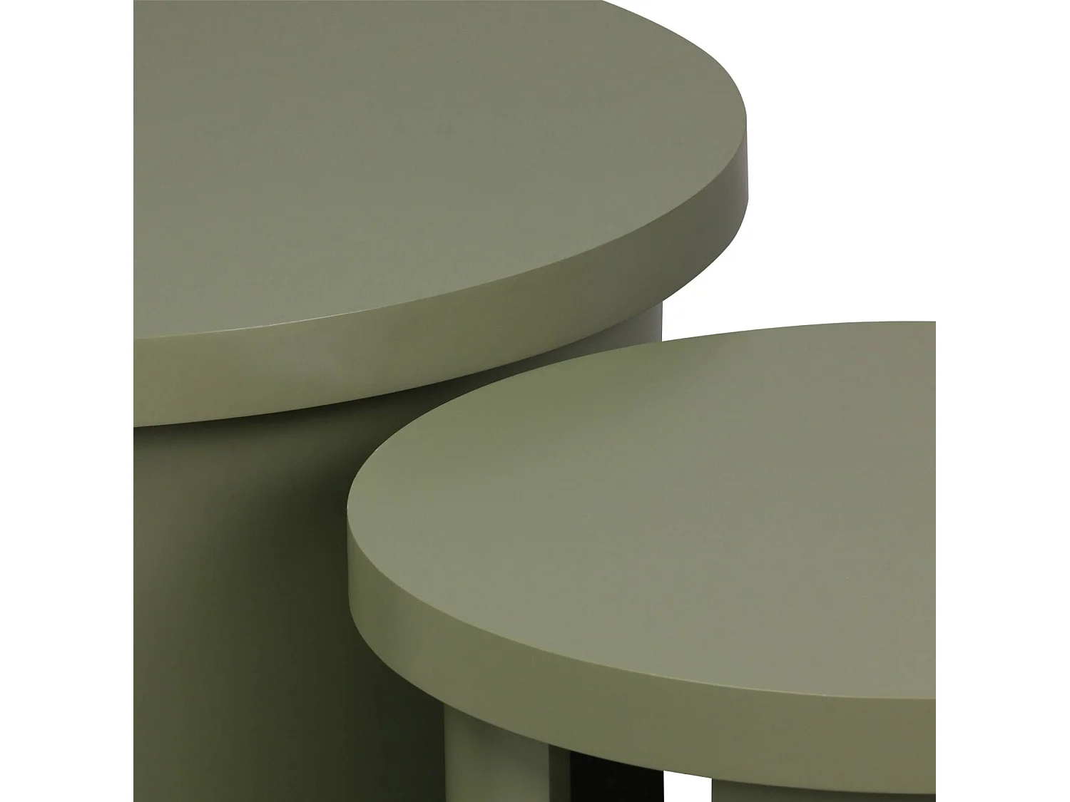Set de 2 tables basses gigognes rondes kaki - Luma