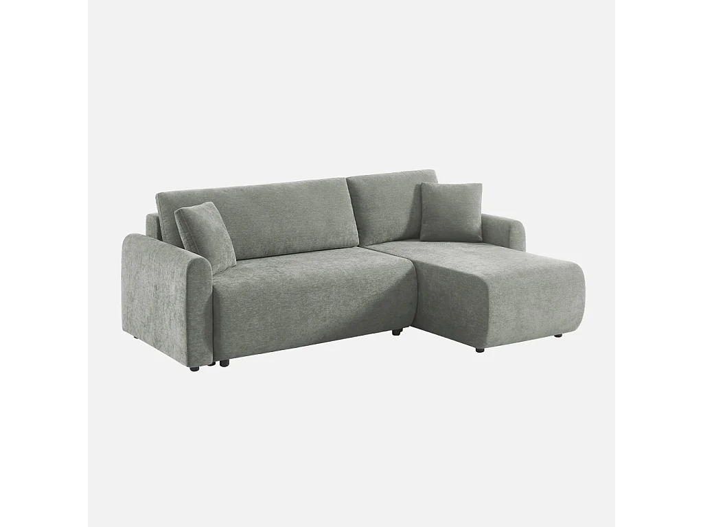 Canapé d'angle réversible. convertible. 3 places tissu avec coffre gris - Berlin