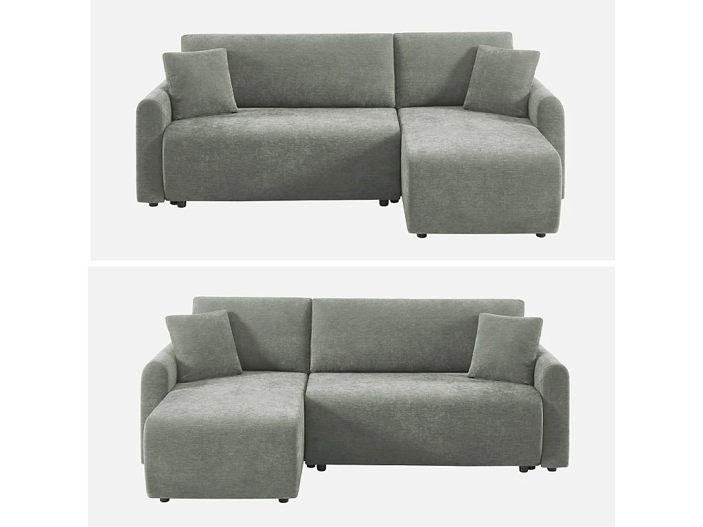 Canapé d'angle réversible. convertible. 3 places tissu avec coffre gris - Berlin
