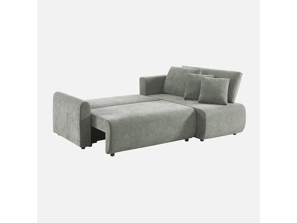 Canapé d'angle réversible. convertible. 3 places tissu avec coffre gris - Berlin