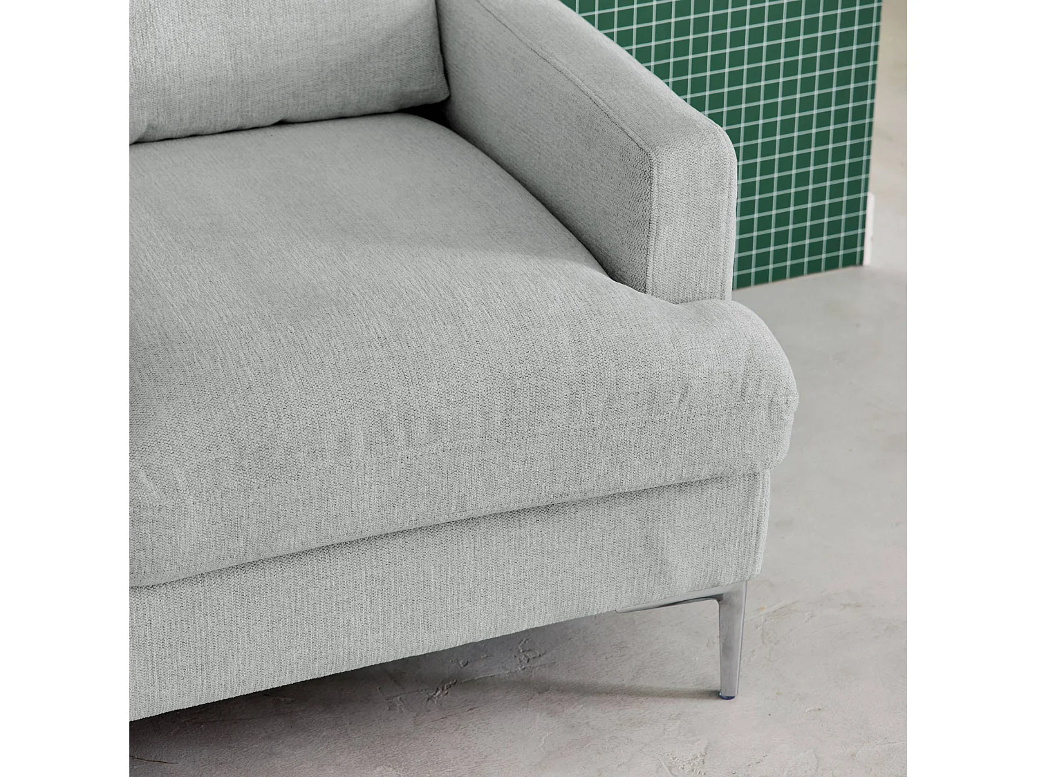 Canapé 2 places en tissu gris clair L 143 x P 90 x H 89cm - Hans