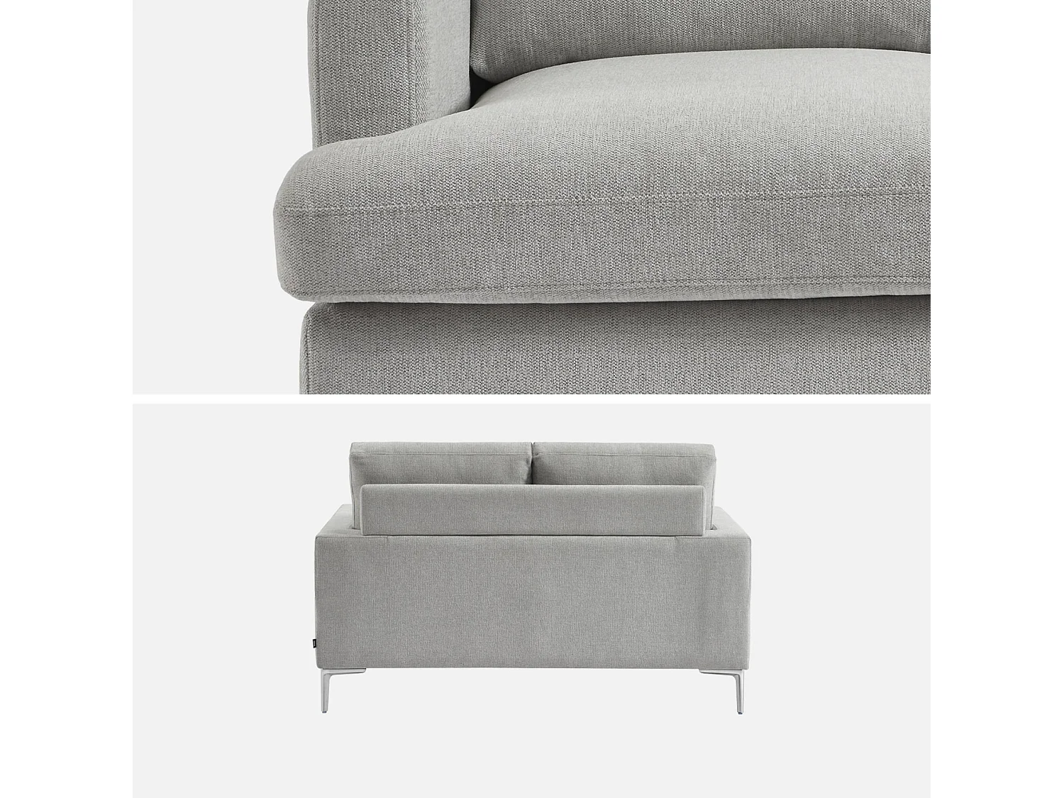 Canapé 2 places en tissu gris clair L 143 x P 90 x H 89cm - Hans