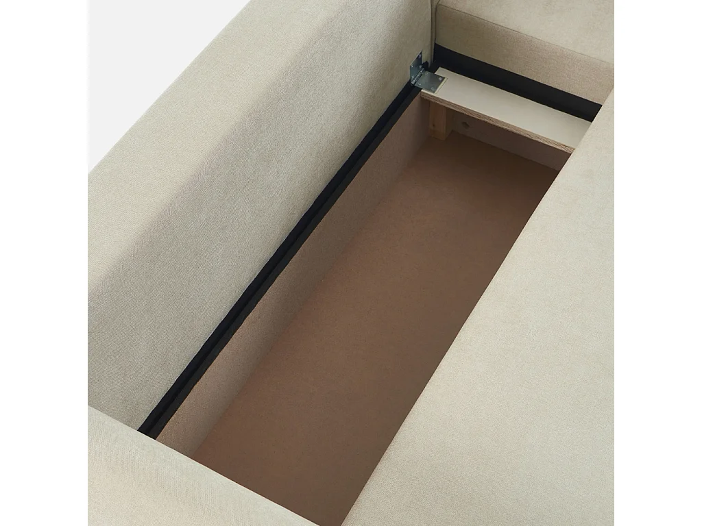 Canapé d'angle réversible. convertible. 3 places tissu avec coffre beige - Berlin