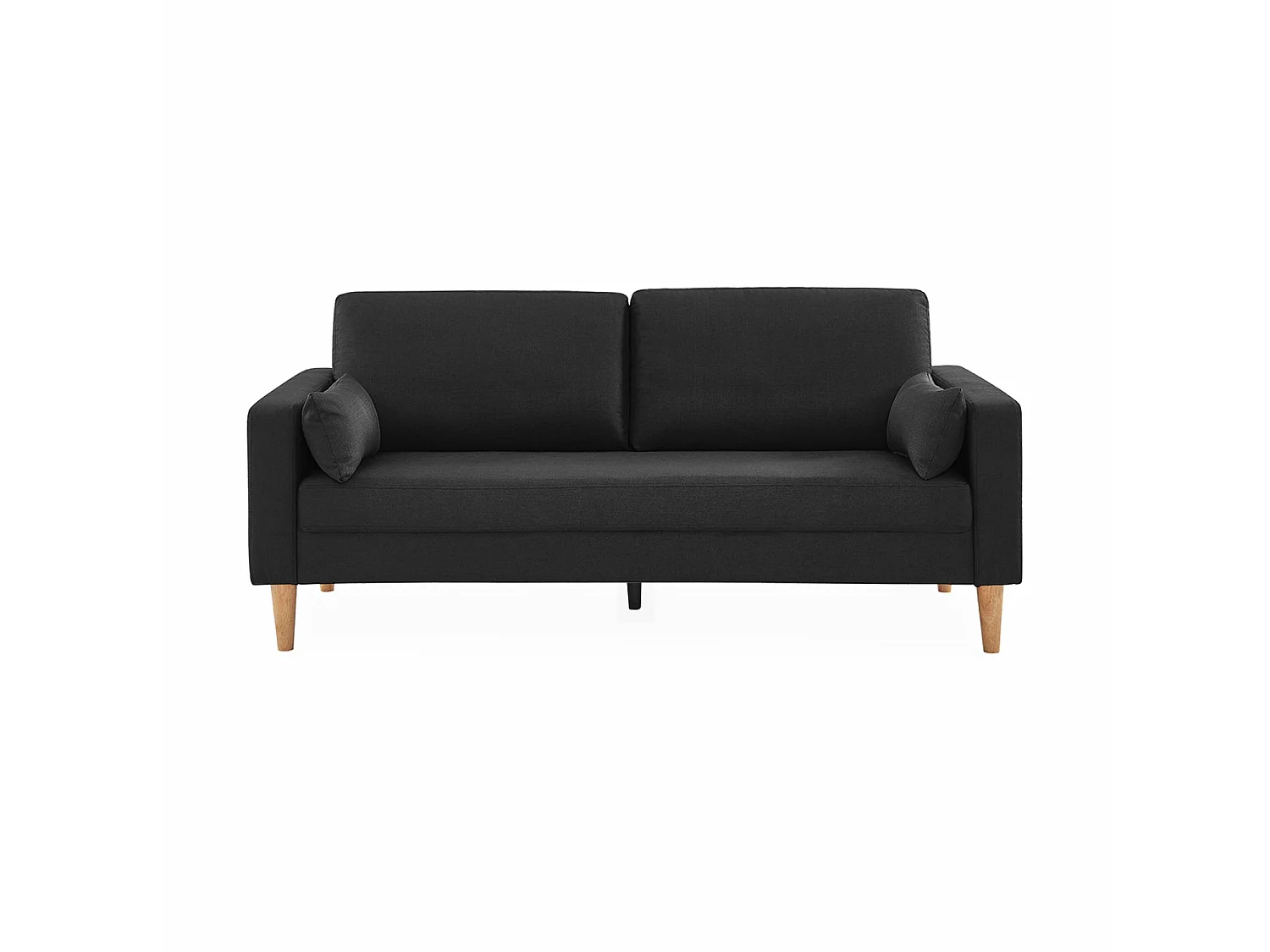 Canapé en tissu gris chiné foncé - Bjorn - Canapé 3 places fixe droit pieds bois. style scandinave