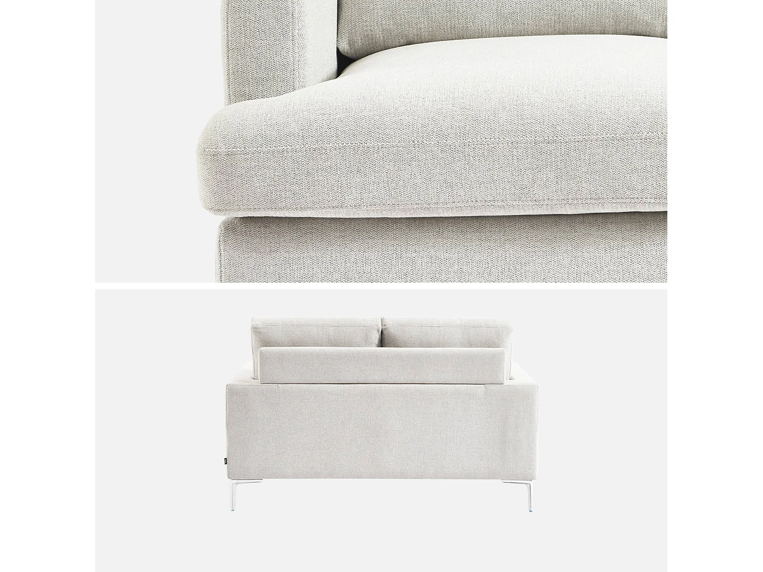 Canapé 2 places en tissu blanc cassé L 143 x P 90 x H 89cm - Hans