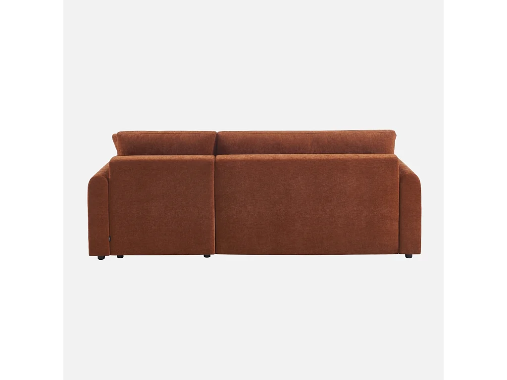 Sofá cama esquinero reversible de tela con arcón, 3 plazas  terracotta