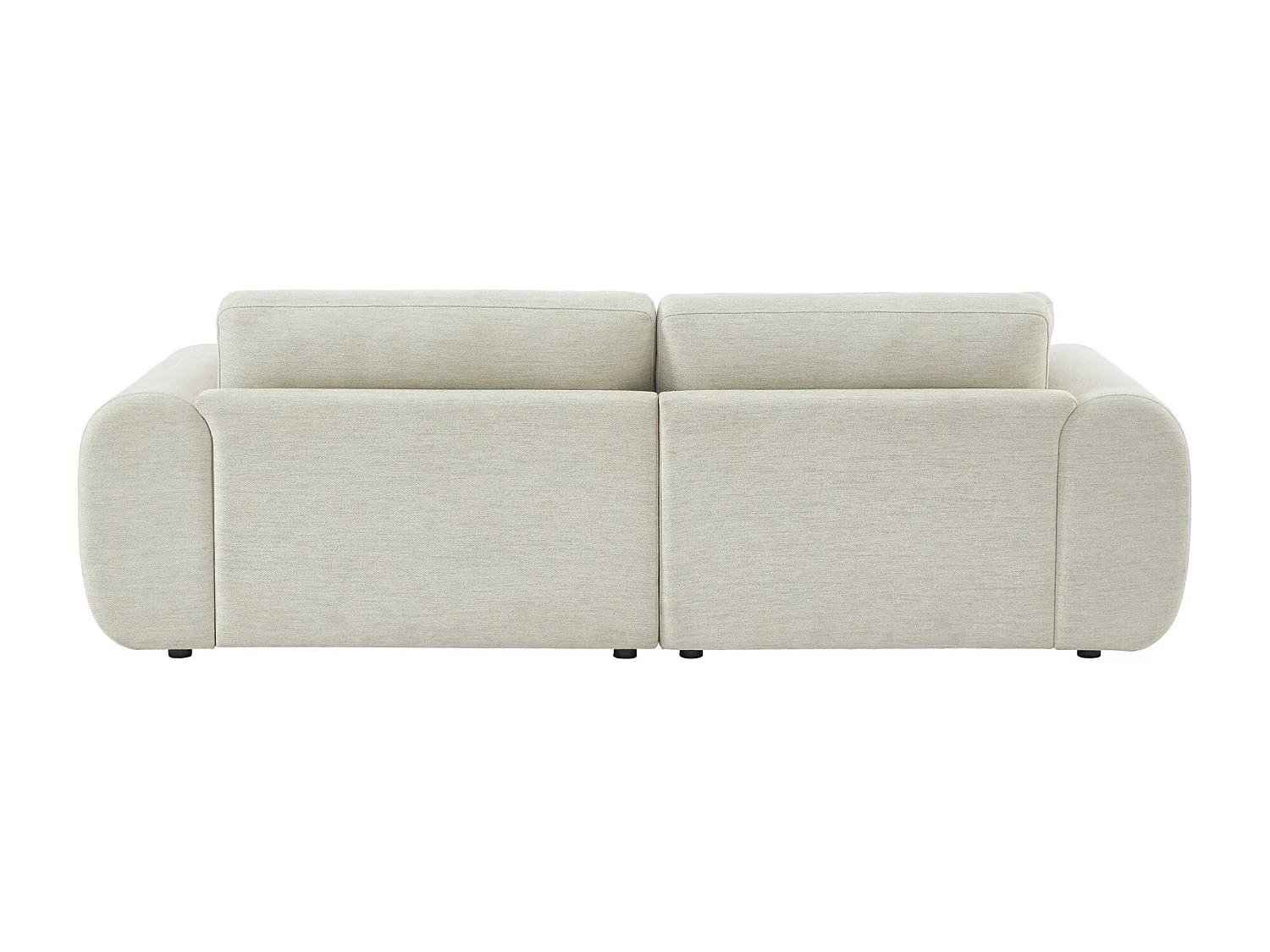 Sofá esquinero izquierdo con patas redondas, 3 plazas crema