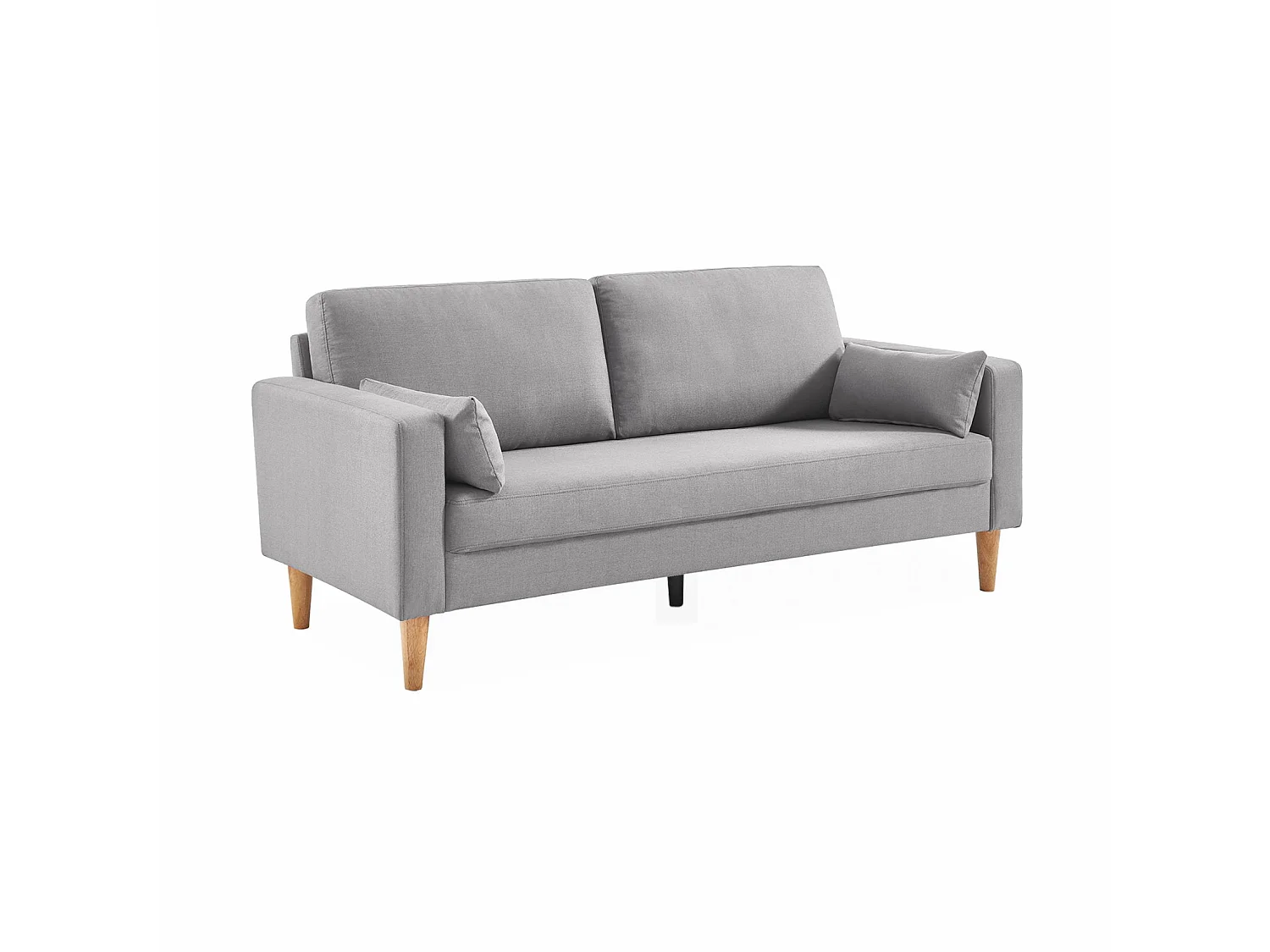 Canapé en tissu gris clair - Bjorn - Canapé 3 places fixe droit pieds bois. style scandinave