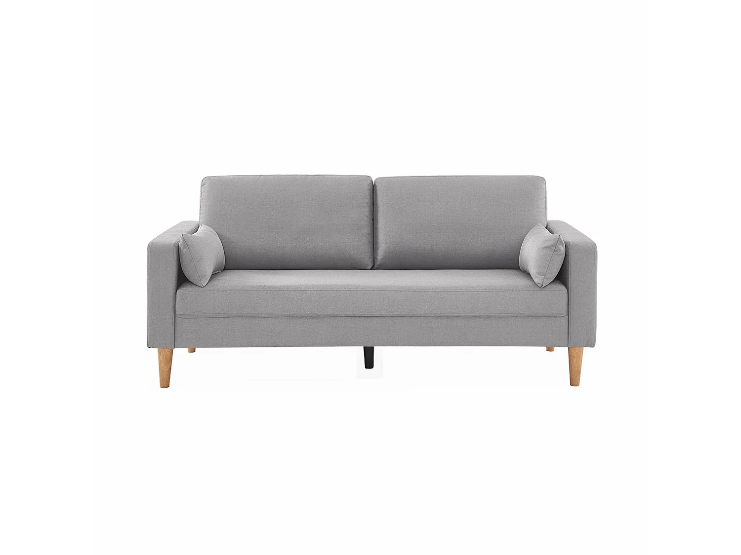 Canapé en tissu gris clair - Bjorn - Canapé 3 places fixe droit pieds bois. style scandinave