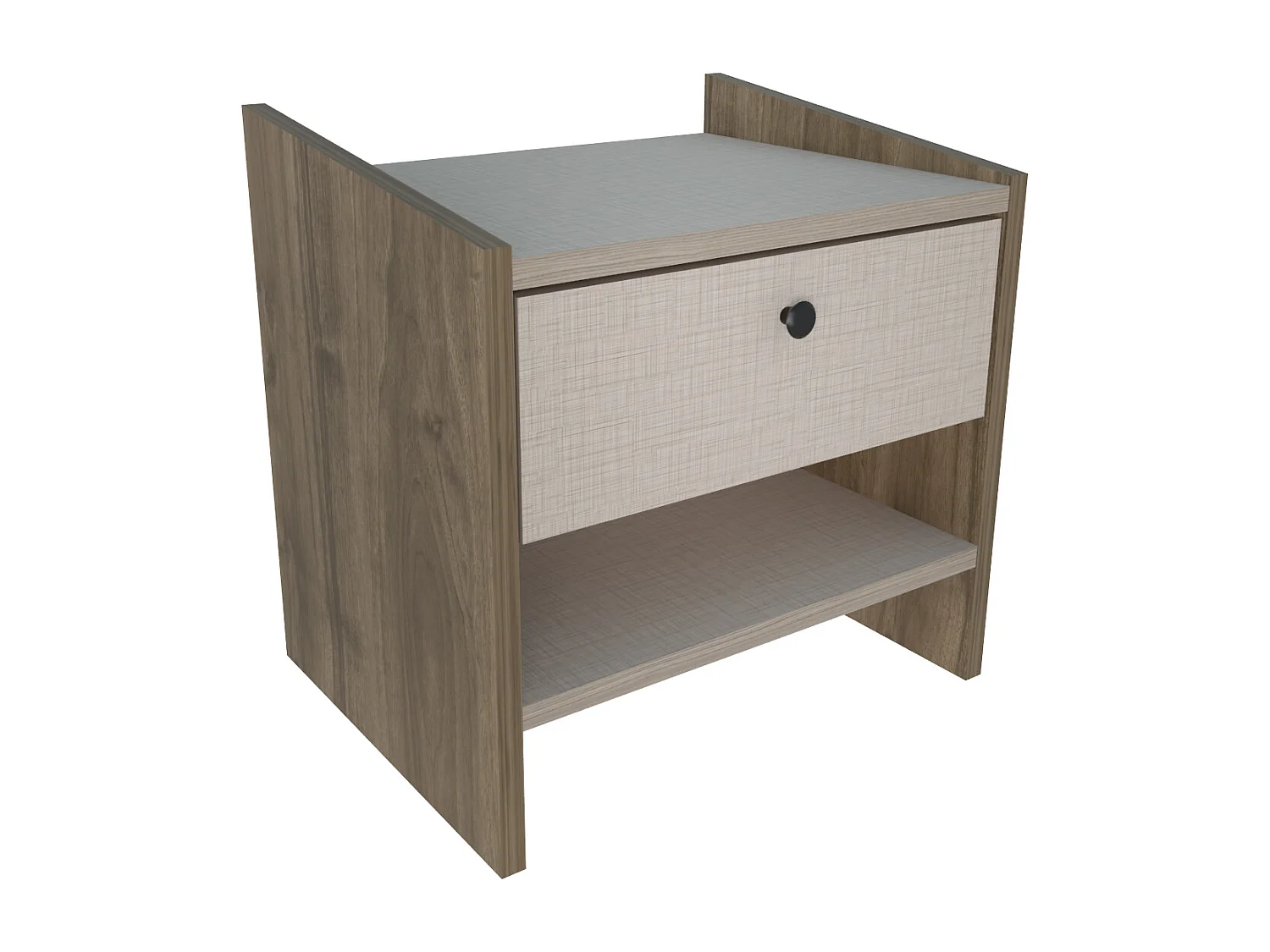 Decorotika Berlin Nightstand with Open Shelf and Drawer