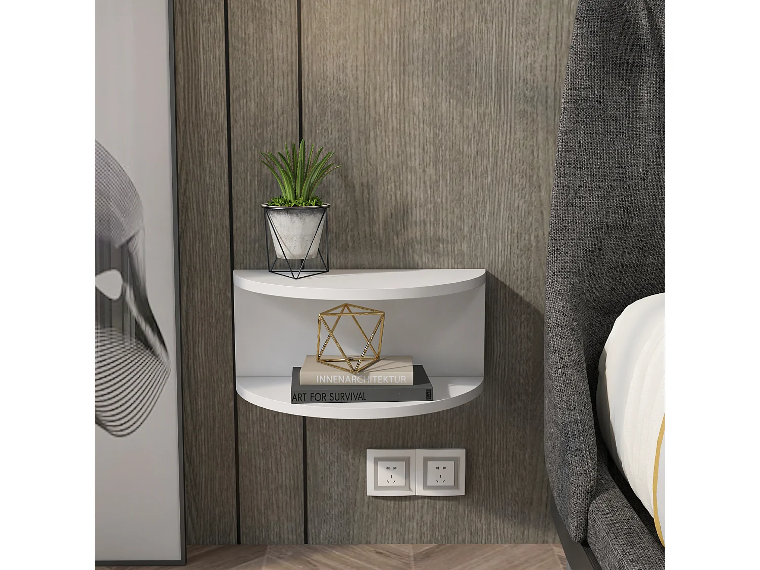 Decorotika Bella Floating Nightstand - 45 cm W 19.6 cm H x 23.8 cm D