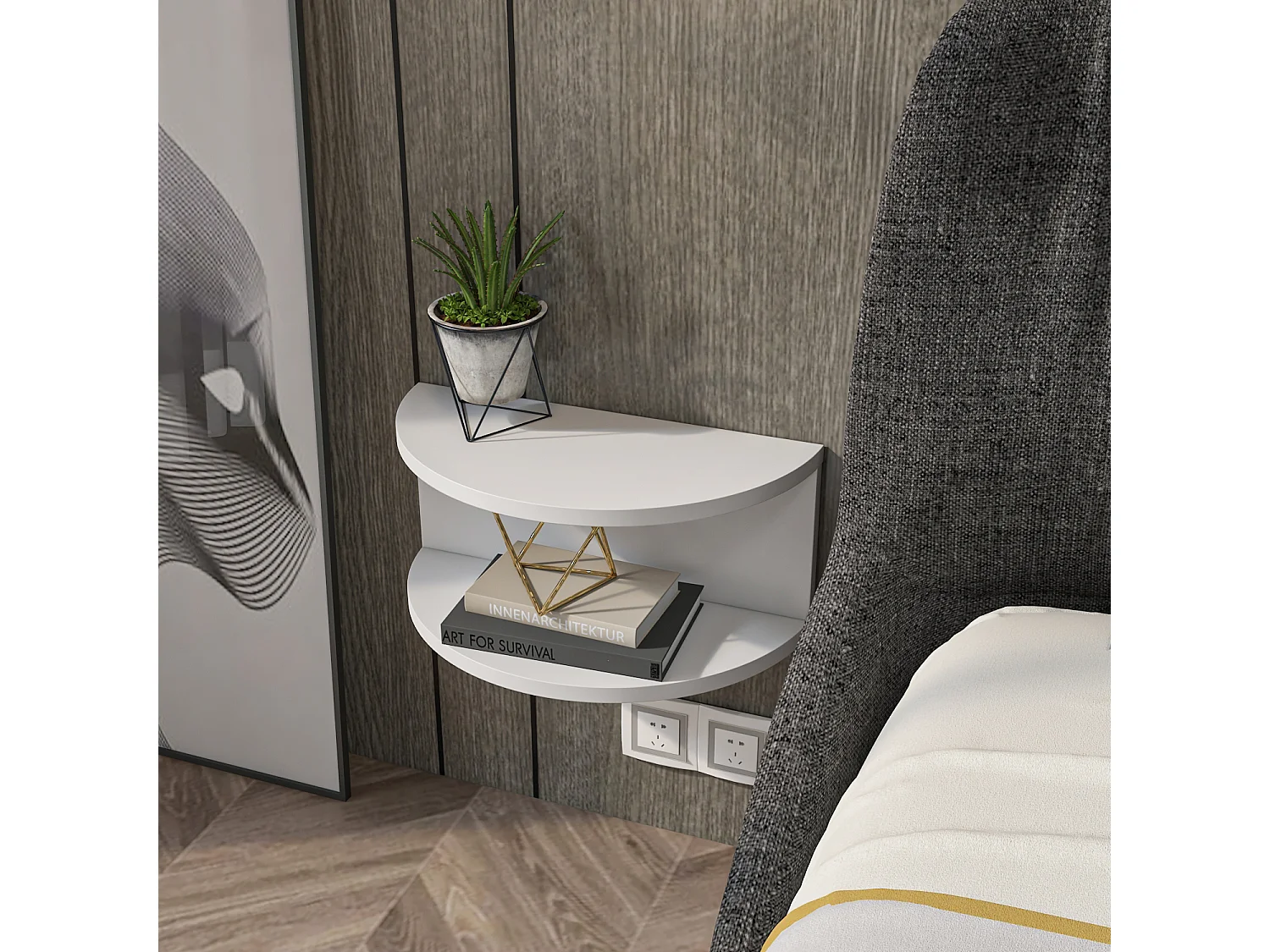 Decorotika Bella Floating Nightstand - 45 cm W 19.6 cm H x 23.8 cm D