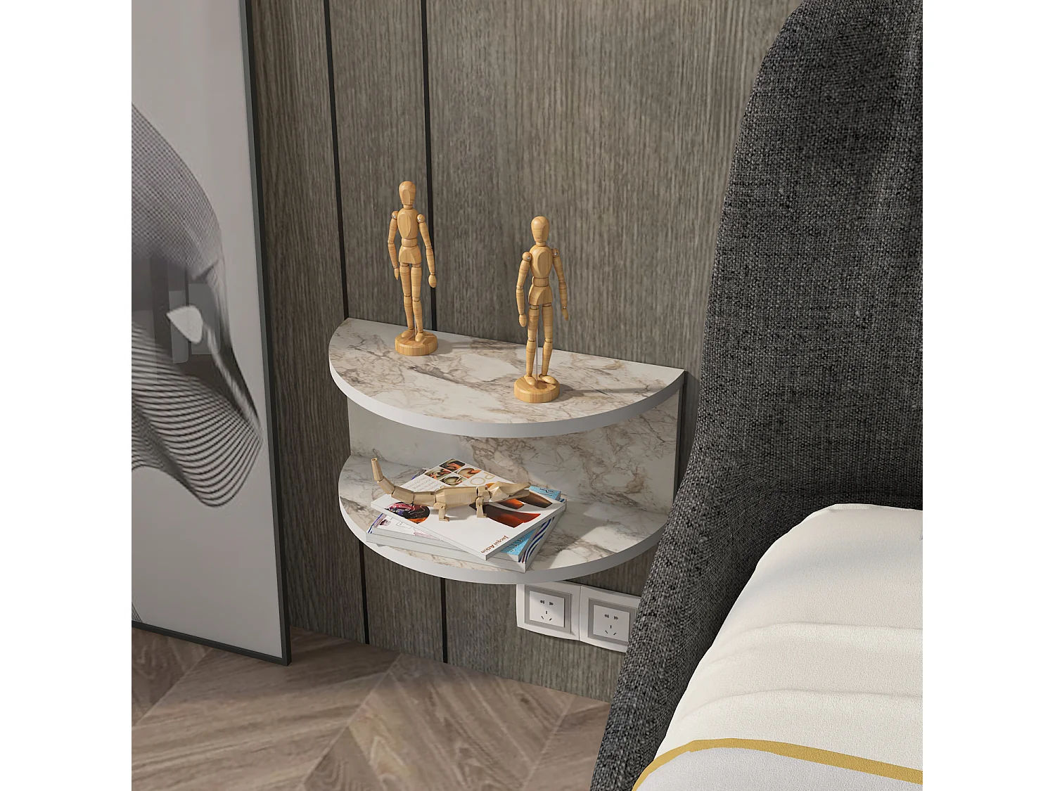 Decorotika Bella Floating Nightstand - 45 cm W 19.6 cm H x 23.8 cm D
