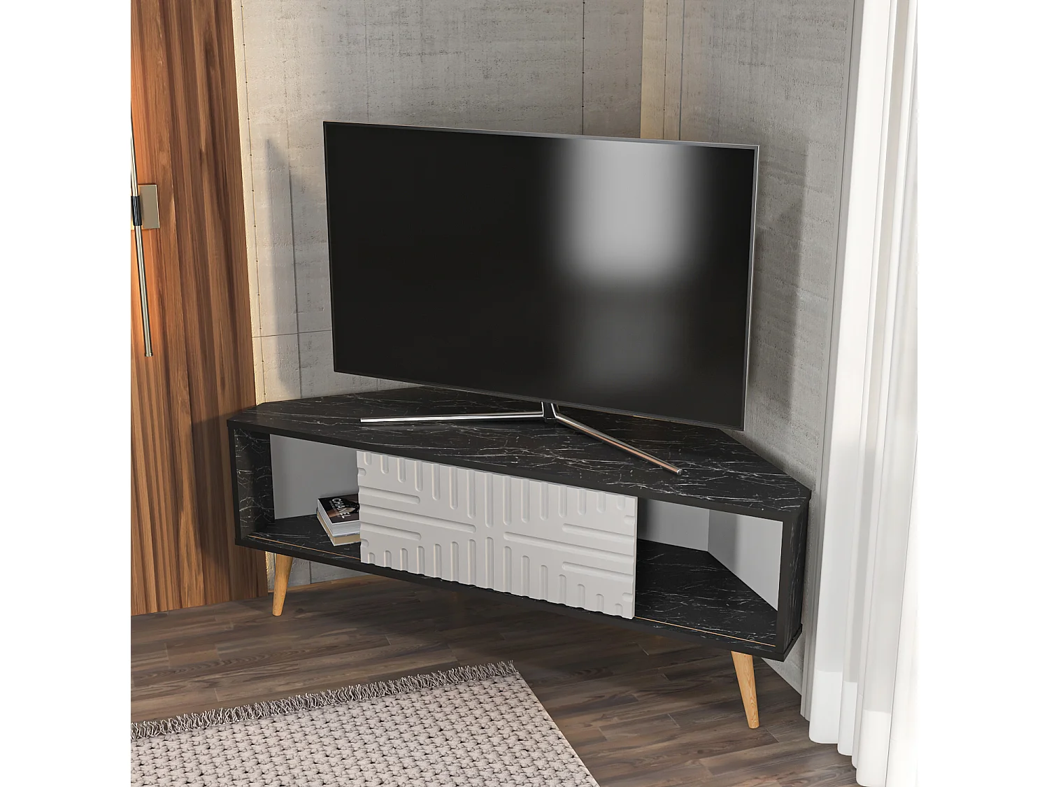 Decorotika Modern Mora Corner TV Unit for TVs up to 63 inches