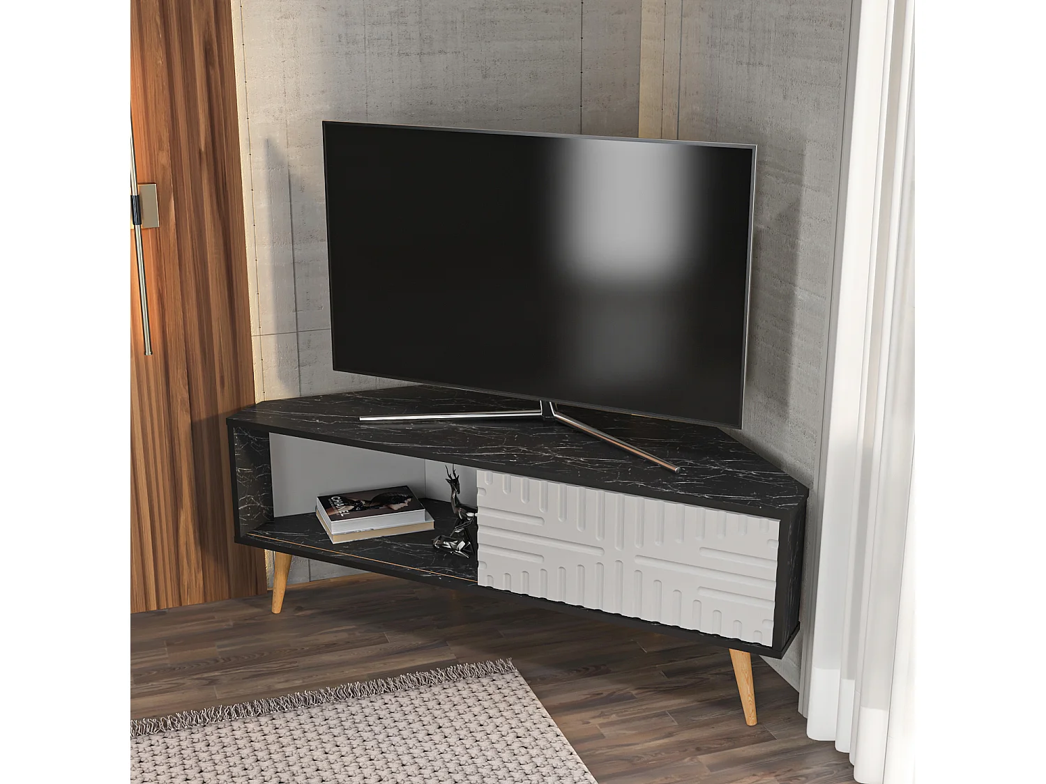 Decorotika Modern Mora Corner TV Unit for TVs up to 63 inches