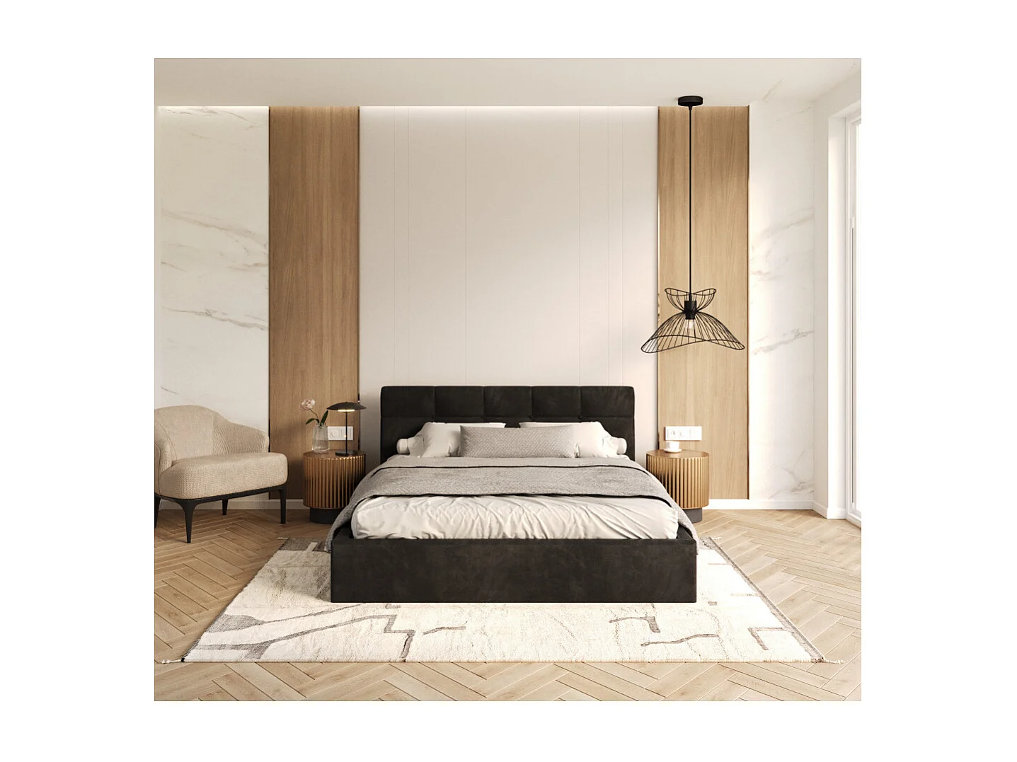Lit coffre RINO 120 x 200 cm - Sommier inclus Noir