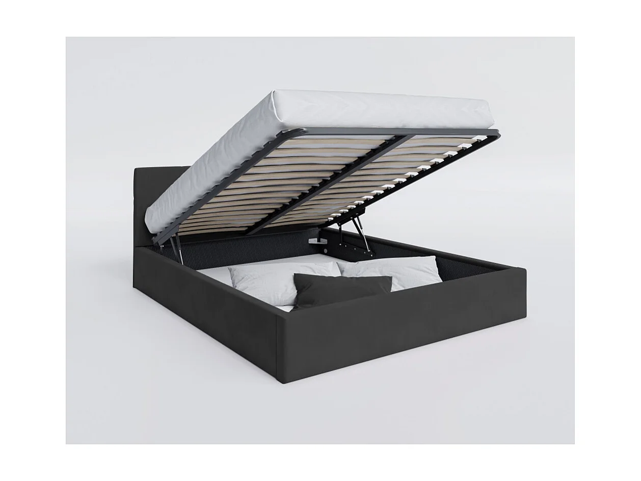 Lit coffre RINO 120 x 200 cm - Sommier inclus Noir