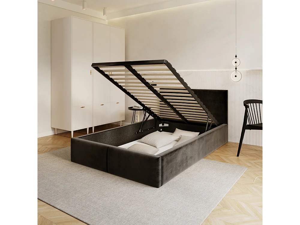 Lit coffre Tesia 120x200  - Sommier inclus Noir