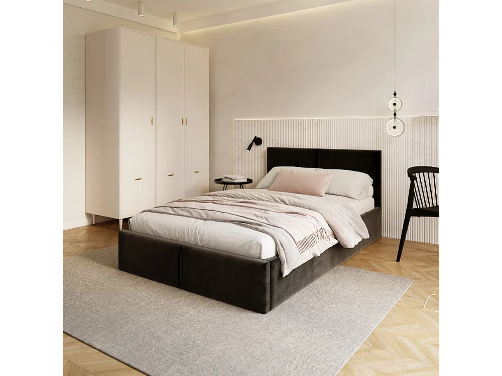 Lit coffre Tesia 120x200  - Sommier inclus Noir