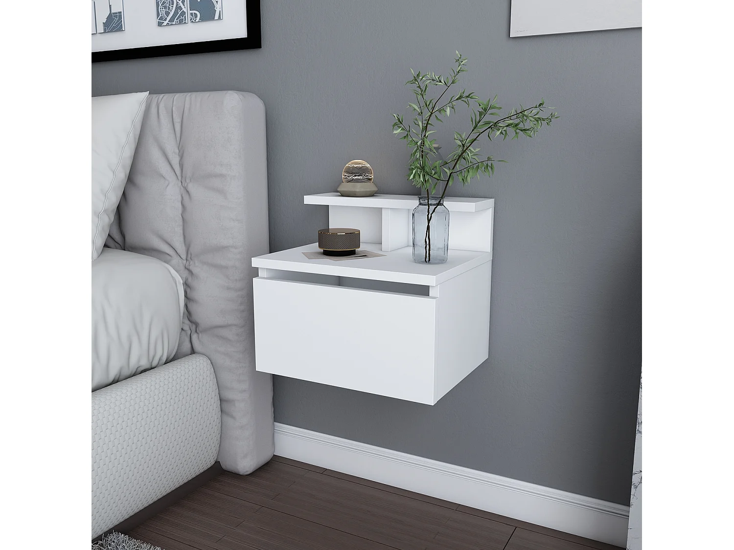 Decorotika Alice Floating Nightstand - 39,6 cm W x 34,8 cm H x  31,7 cm D