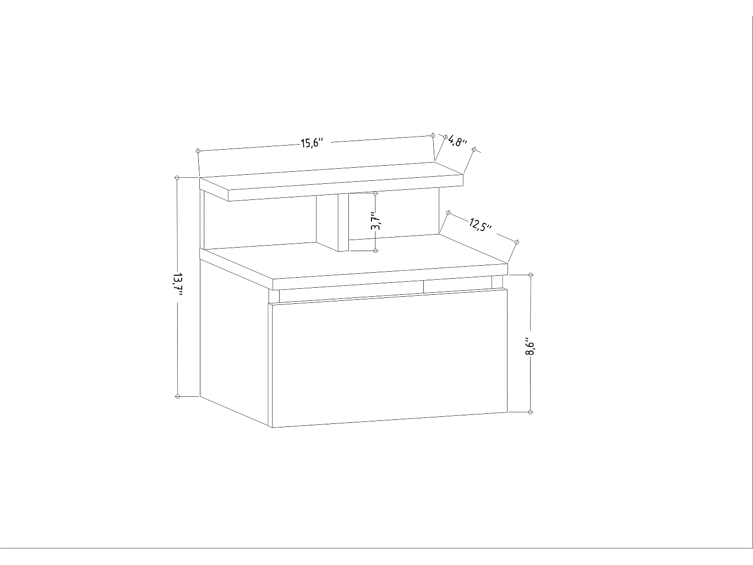 Decorotika Alice Floating Nightstand - 39,6 cm W x 34,8 cm H x  31,7 cm D