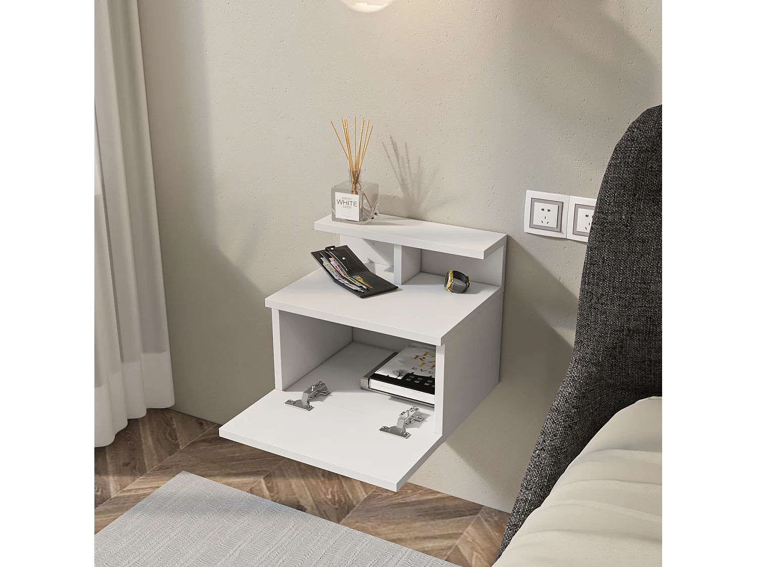 Decorotika Alice Floating Nightstand - 39,6 cm W x 34,8 cm H x  31,7 cm D
