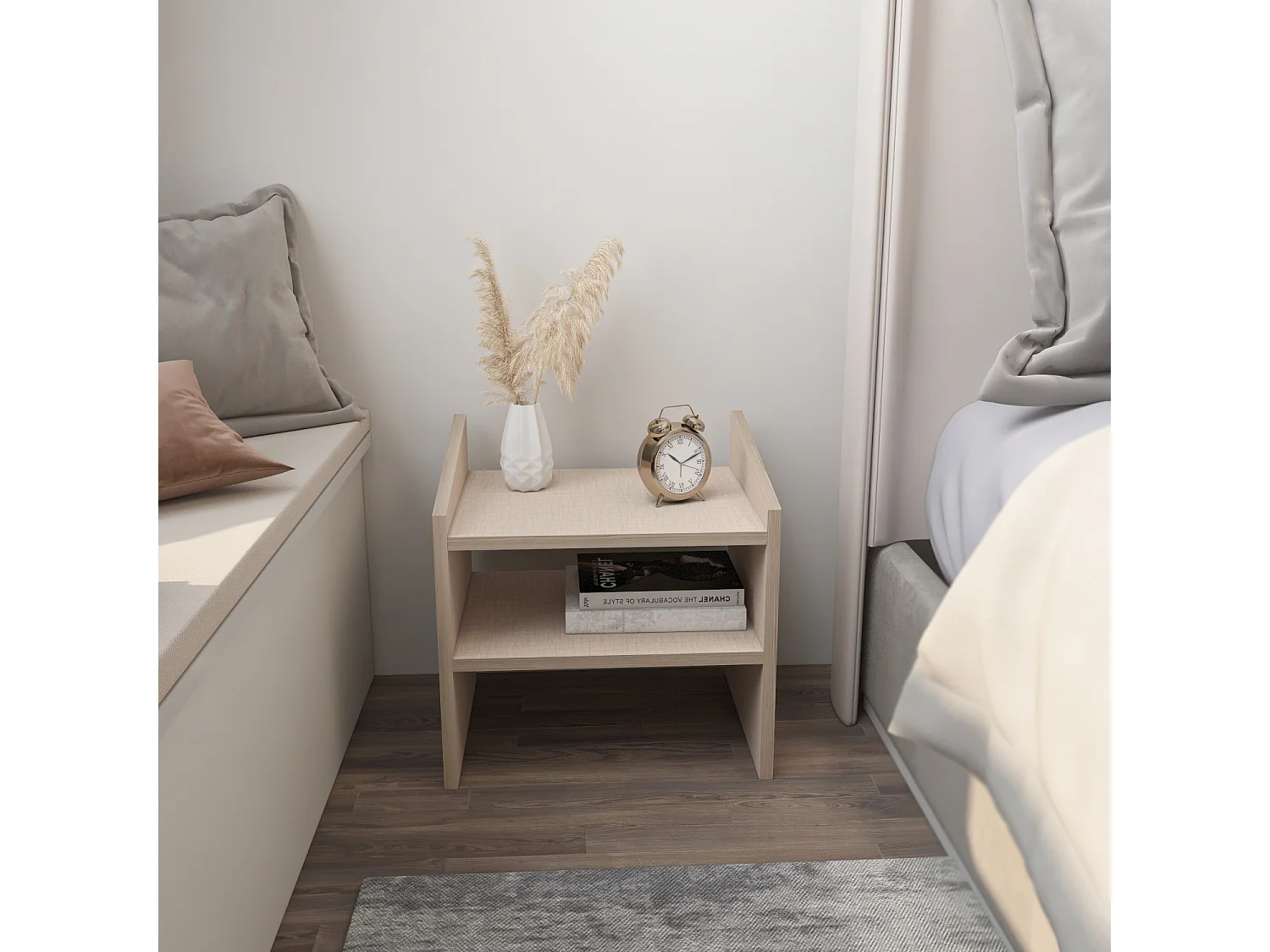 Decorotika Adin Nightstand Freestanding - 45 cm W x 45 cm H x 35 cm D