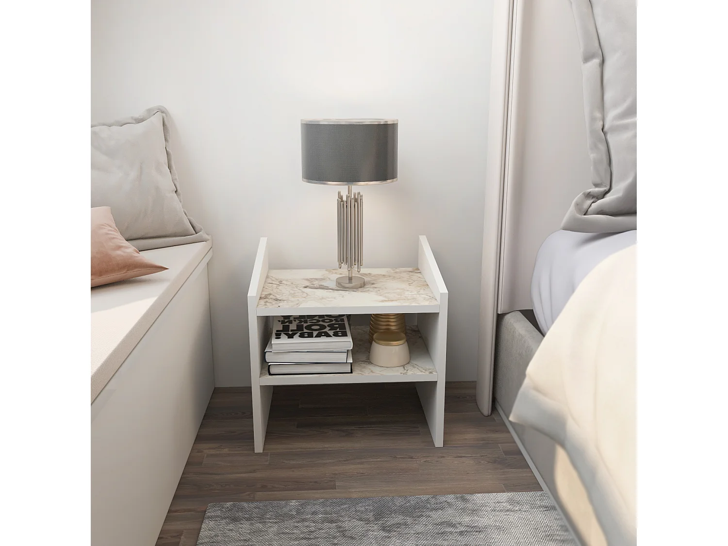 Decorotika Adin Nightstand Freestanding - 45 cm W x 45 cm H x 35 cm D
