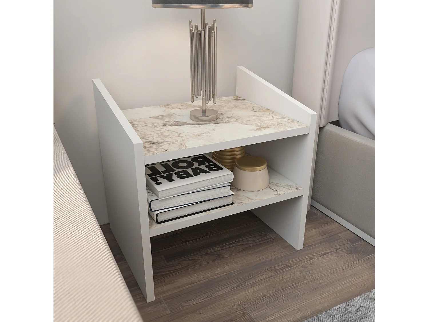 Decorotika Adin Nightstand Freestanding - 45 cm W x 45 cm H x 35 cm D