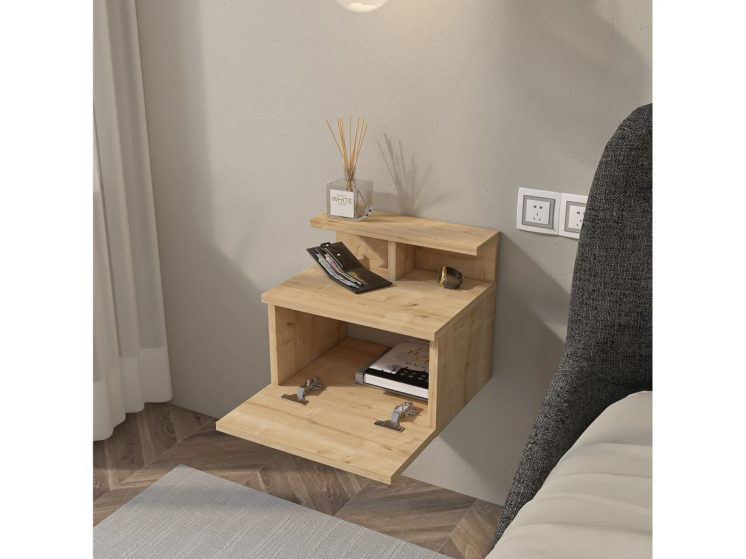 Decorotika Alice Floating Nightstand - 39,6 cm W x 34,8 cm H x  31,7 cm D
