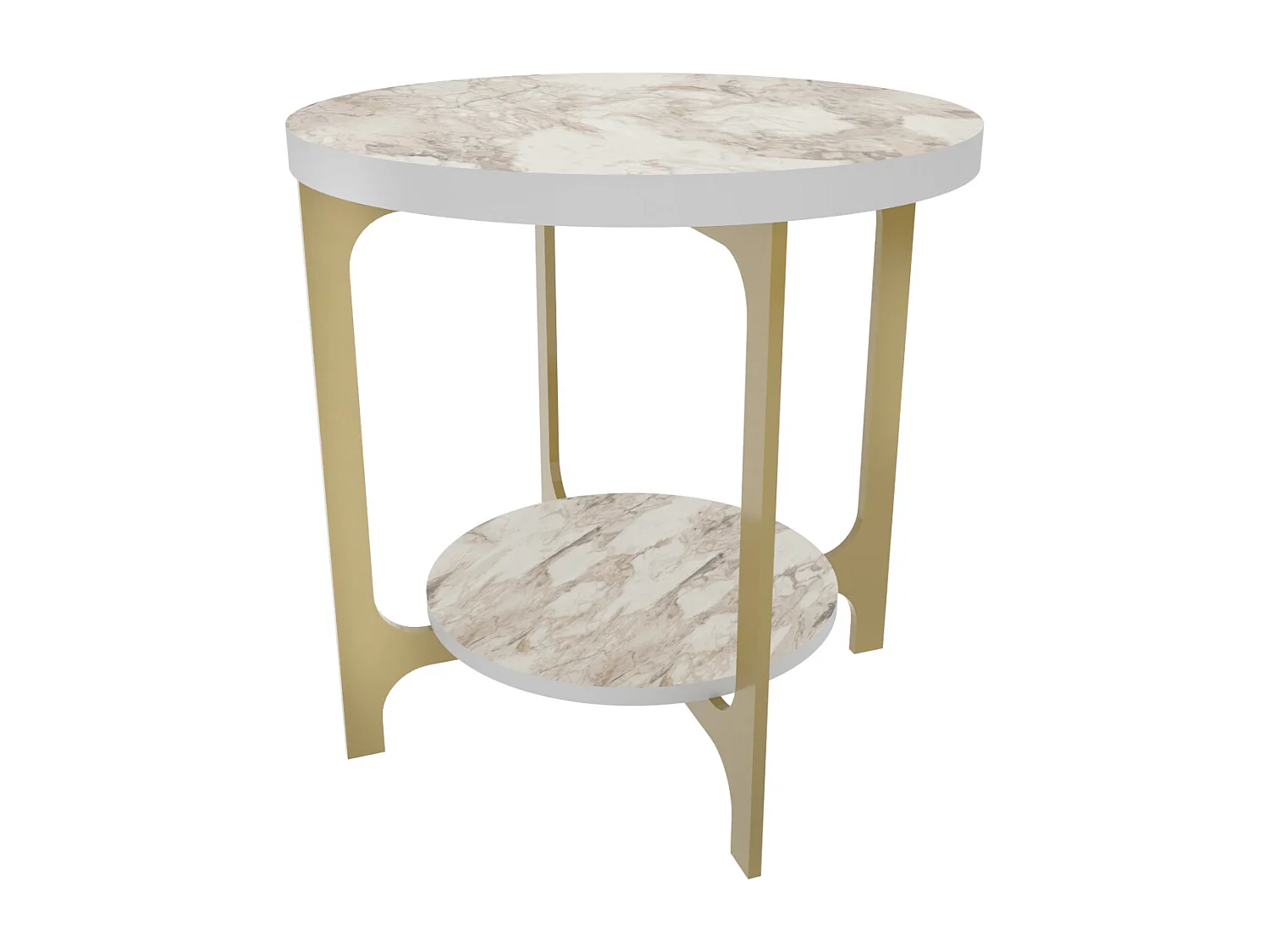 Decorotika Versy 50 cm Round Side End Table with Metal Frame and 2-tier